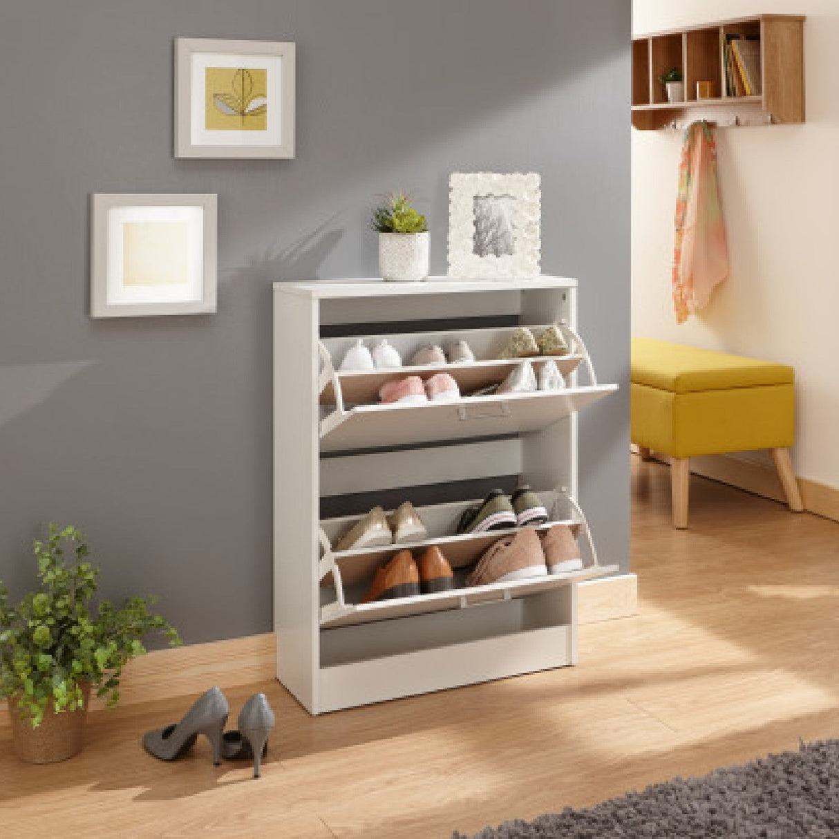 Stirling 2 Tier Flip Down Shoe Cabinet - GFW