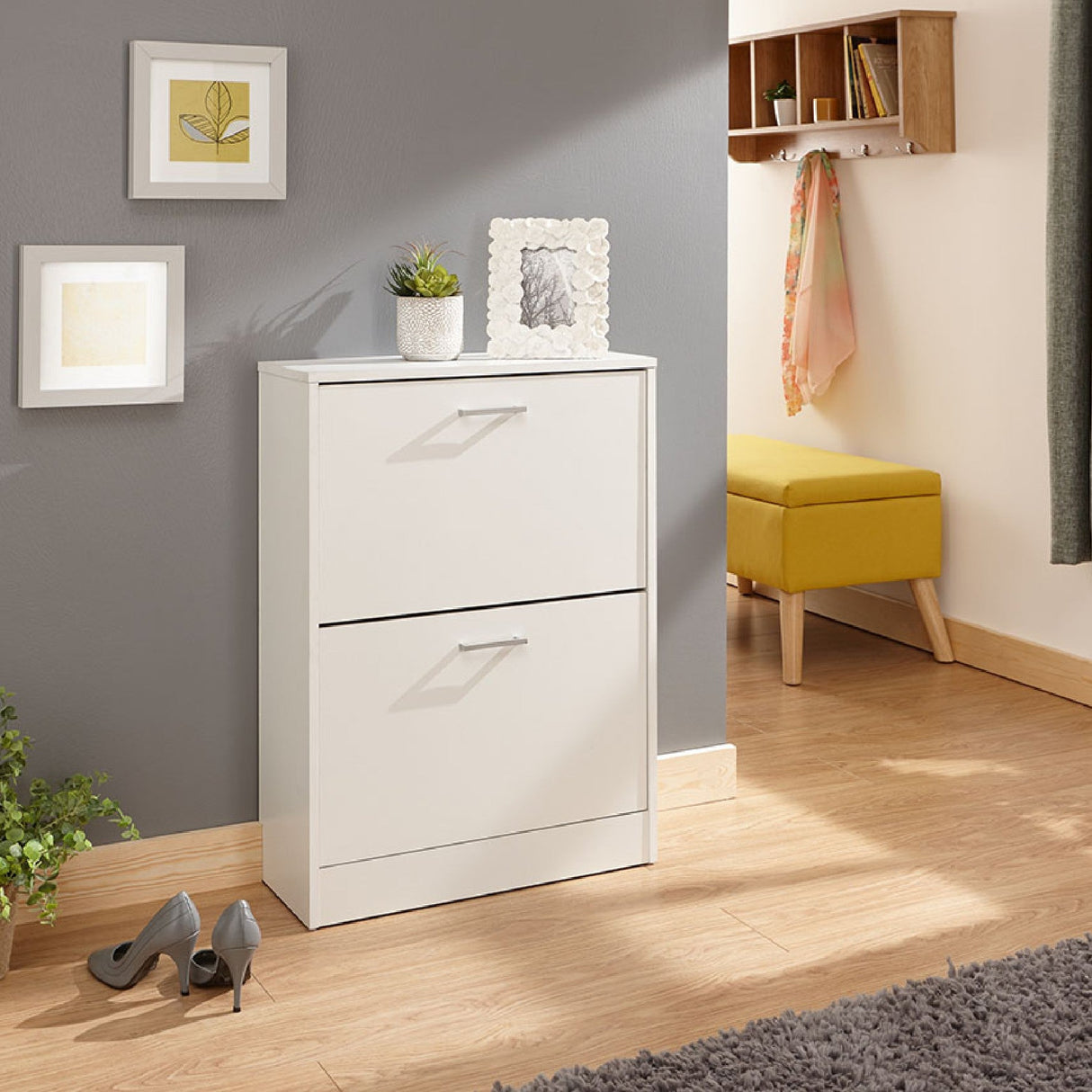 Stirling 2 Tier Flip Down Shoe Cabinet - GFW