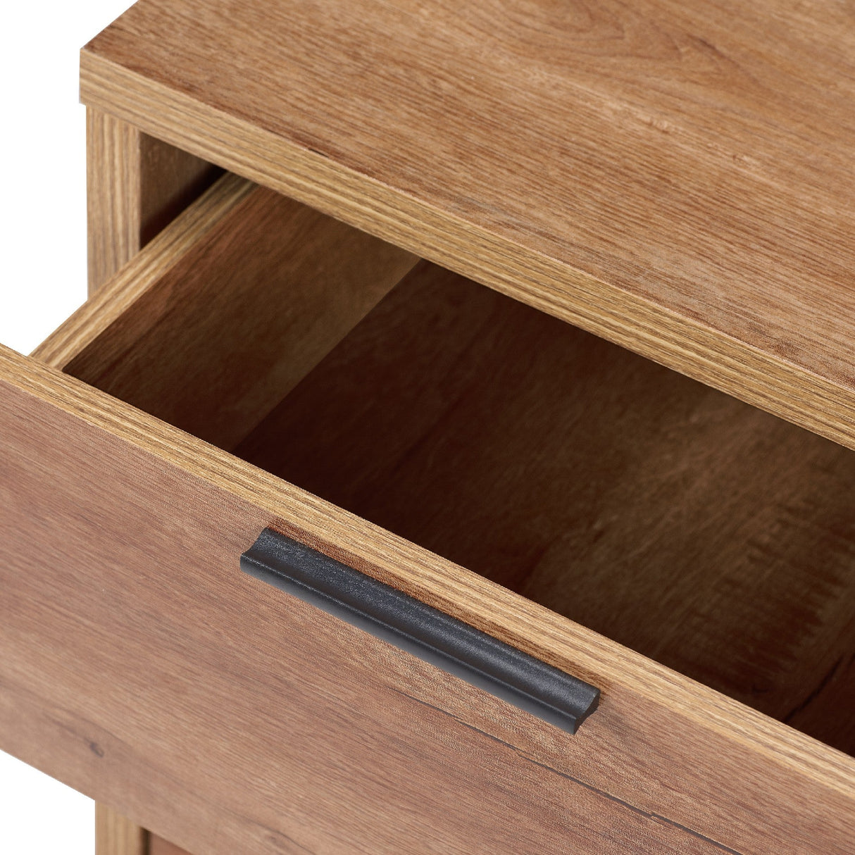 Stockwell Rustic Oak 1 Drawer Open Shelf Bedside - Birlea