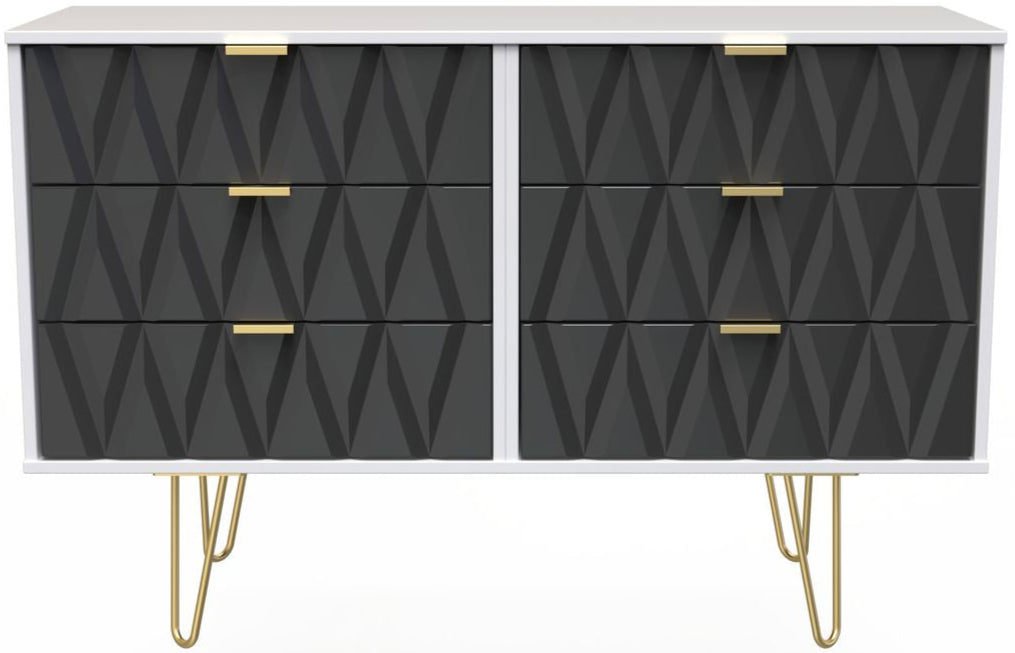Diamond 6 Drawer Midi Chest with Gold Hairpin Legs