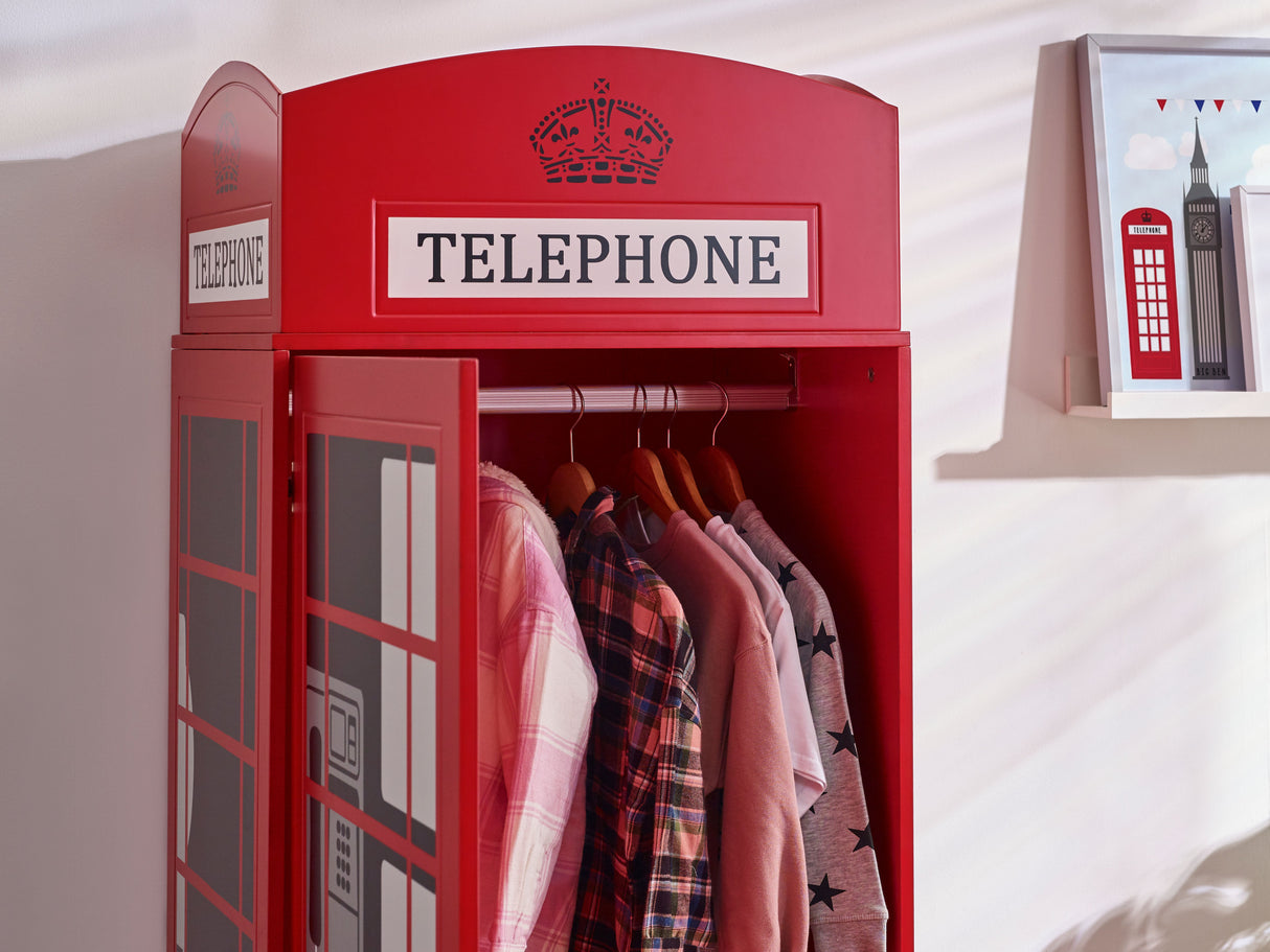 Telephone Box 1 Door Single Wardrobe - Julian Bowen