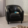 Tempo Black Faux Leather Tub Chair - Seconique