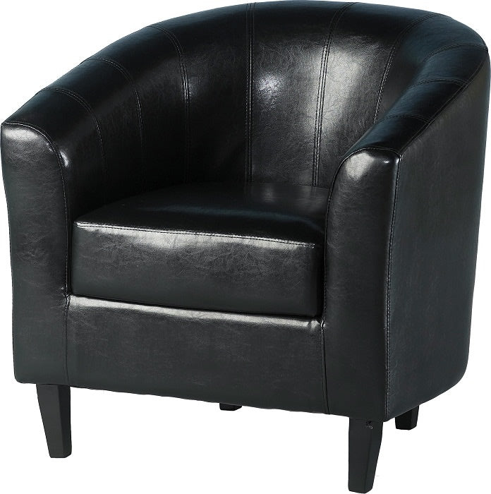 Tempo Black Faux Leather Tub Chair - Seconique