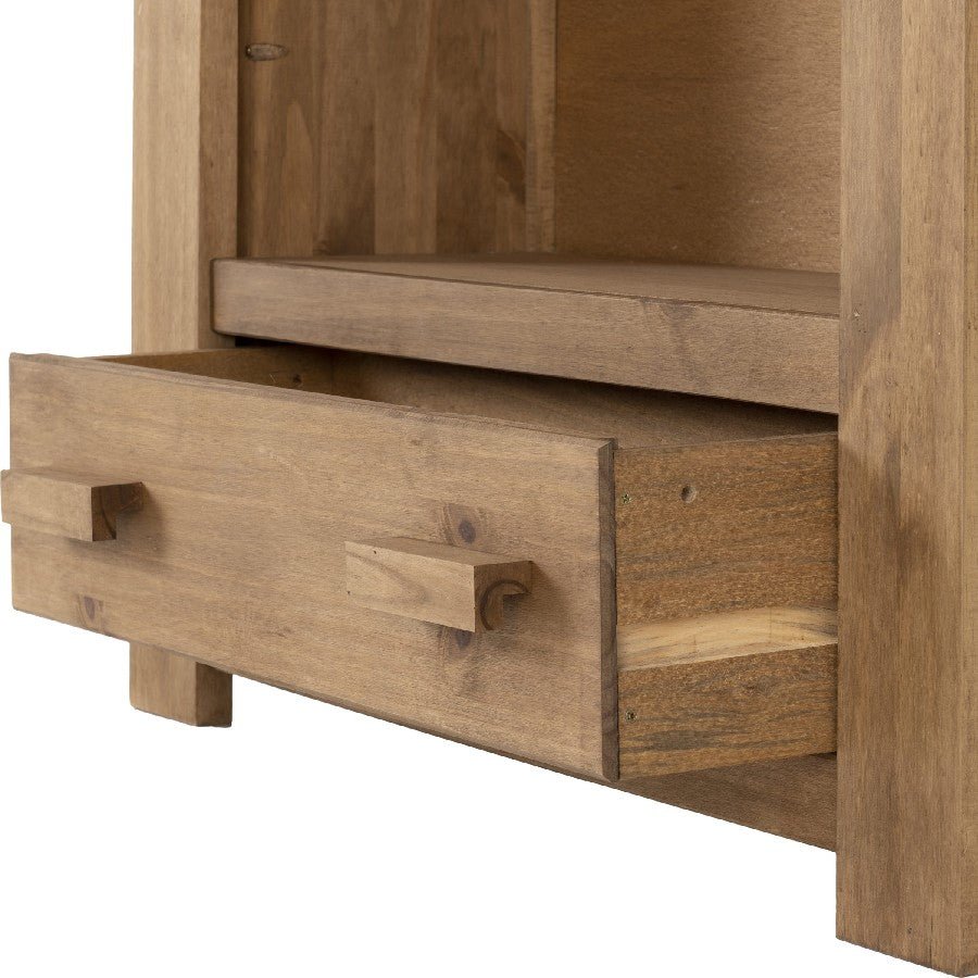Tortilla Distressed Waxed Pine 1 Drawer Bookcase - Seconique