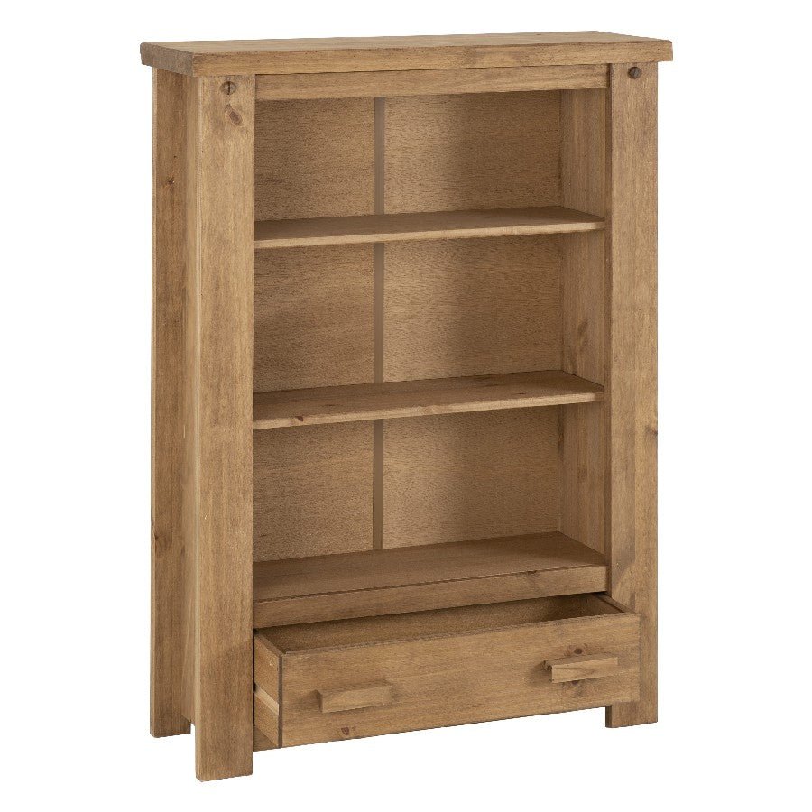 Tortilla Distressed Waxed Pine 1 Drawer Bookcase - Seconique