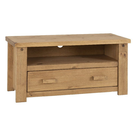 Tortilla Distressed Waxed Pine 1 Drawer TV Unit - Seconique
