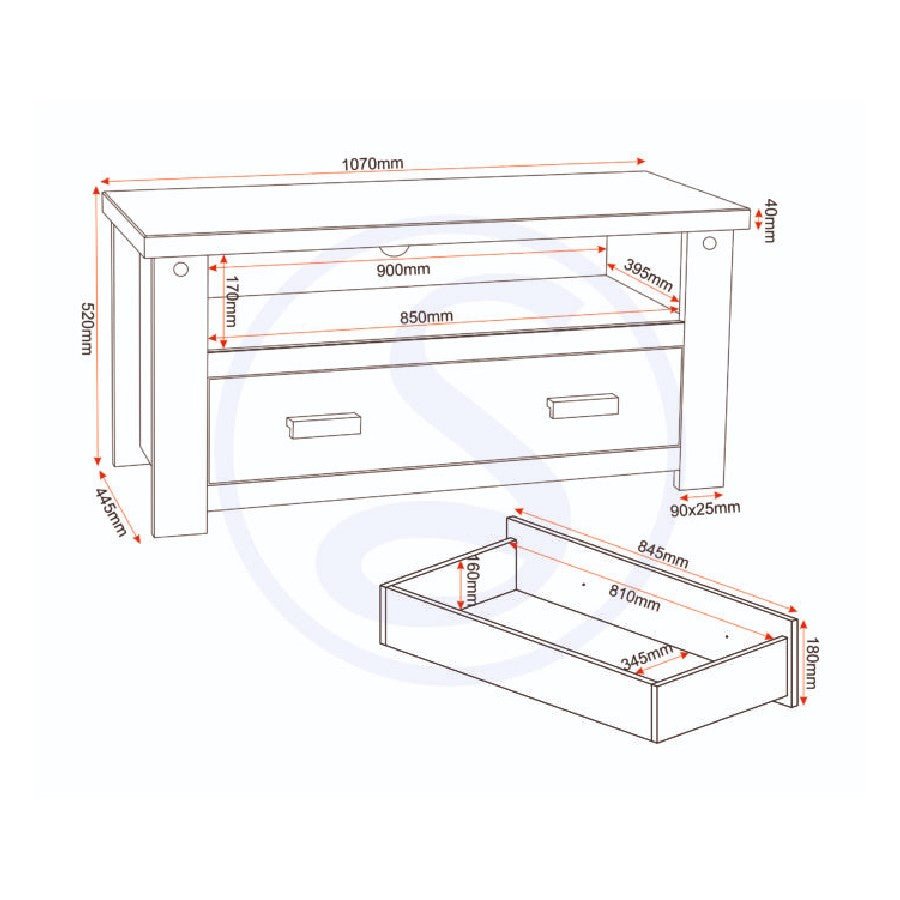 Tortilla Distressed Waxed Pine 1 Drawer TV Unit - Seconique