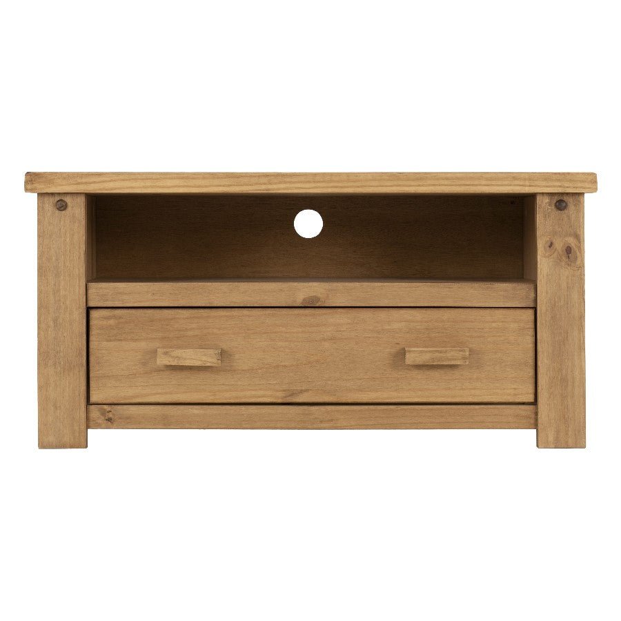 Tortilla Distressed Waxed Pine 1 Drawer TV Unit - Seconique