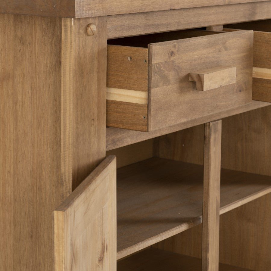 Tortilla Distressed Waxed Pine 2 Door 2 Drawer Sideboard - Seconique