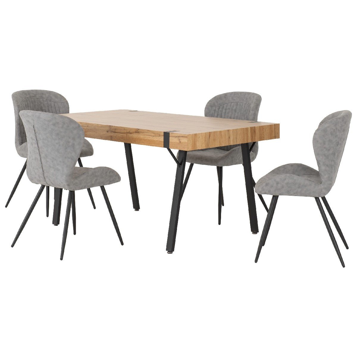 Treviso Industrial Dining Set with 4 Quebec Chairs - Seconique