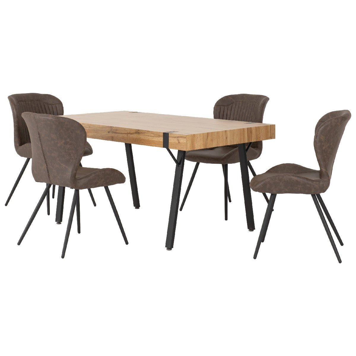 Treviso Industrial Dining Set with 4 Quebec Chairs - Seconique