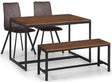 Tribeca Dining Table Bench & 2 Monroe Chairs - Julian Bowen