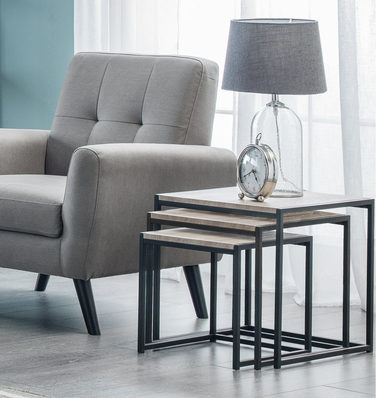 Tribeca Metal Frame Nest of 3 Tables - Julian Bowen