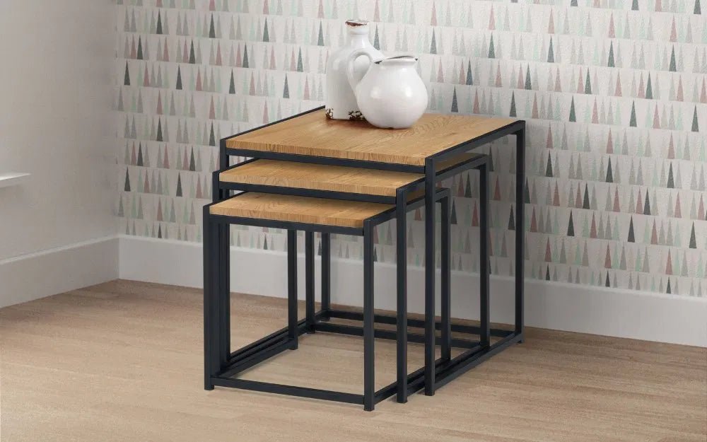 Tribeca Metal Frame Nest of 3 Tables - Julian Bowen
