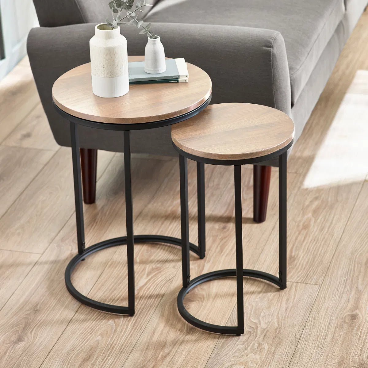 Tribeca Round Metal Frame Nesting Side Tables - Julian Bowen
