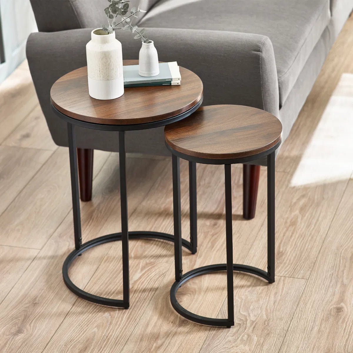 Tribeca Round Metal Frame Nesting Side Tables - Julian Bowen