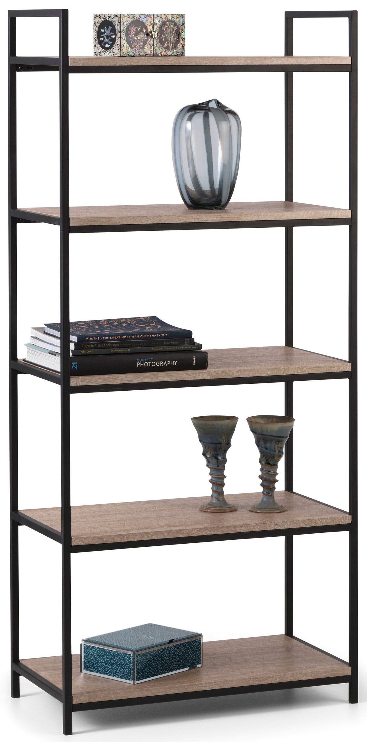 Tribeca Tall Metal Frame Bookcase with 5 Shelves - Julian Bowen