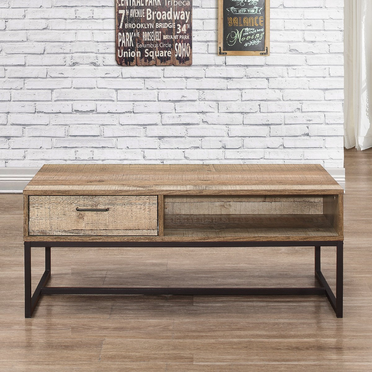 Urban Rustic Industrial 1 Drawer Coffee Table - Birlea