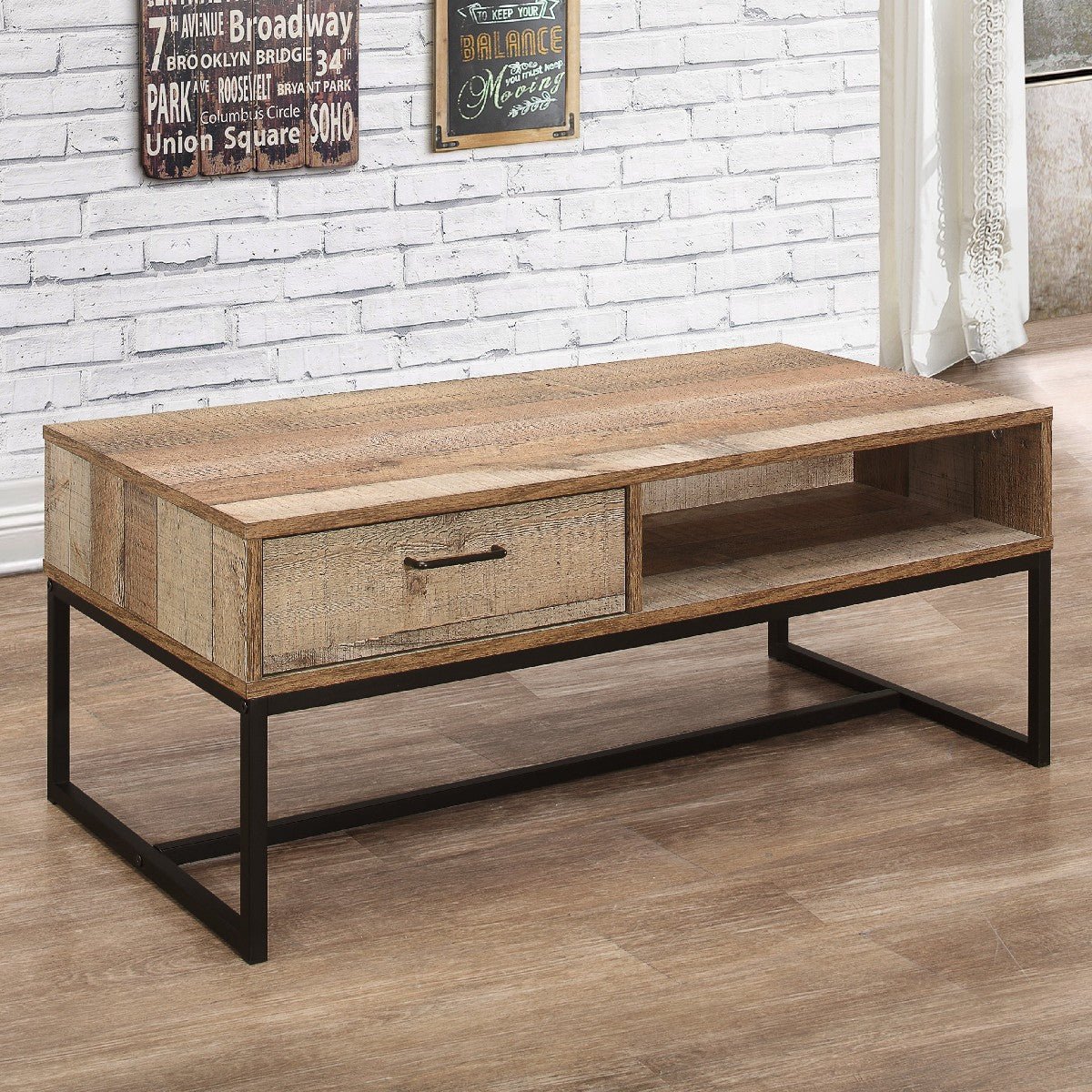Urban Rustic Industrial 1 Drawer Coffee Table - Birlea