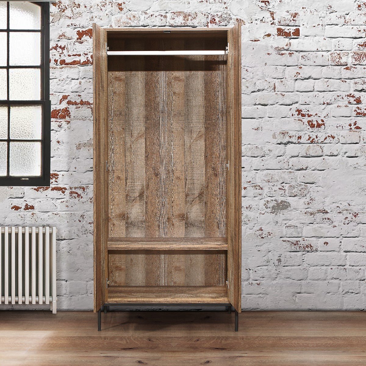 Urban Rustic Industrial 2 Door Wardrobe - Birlea