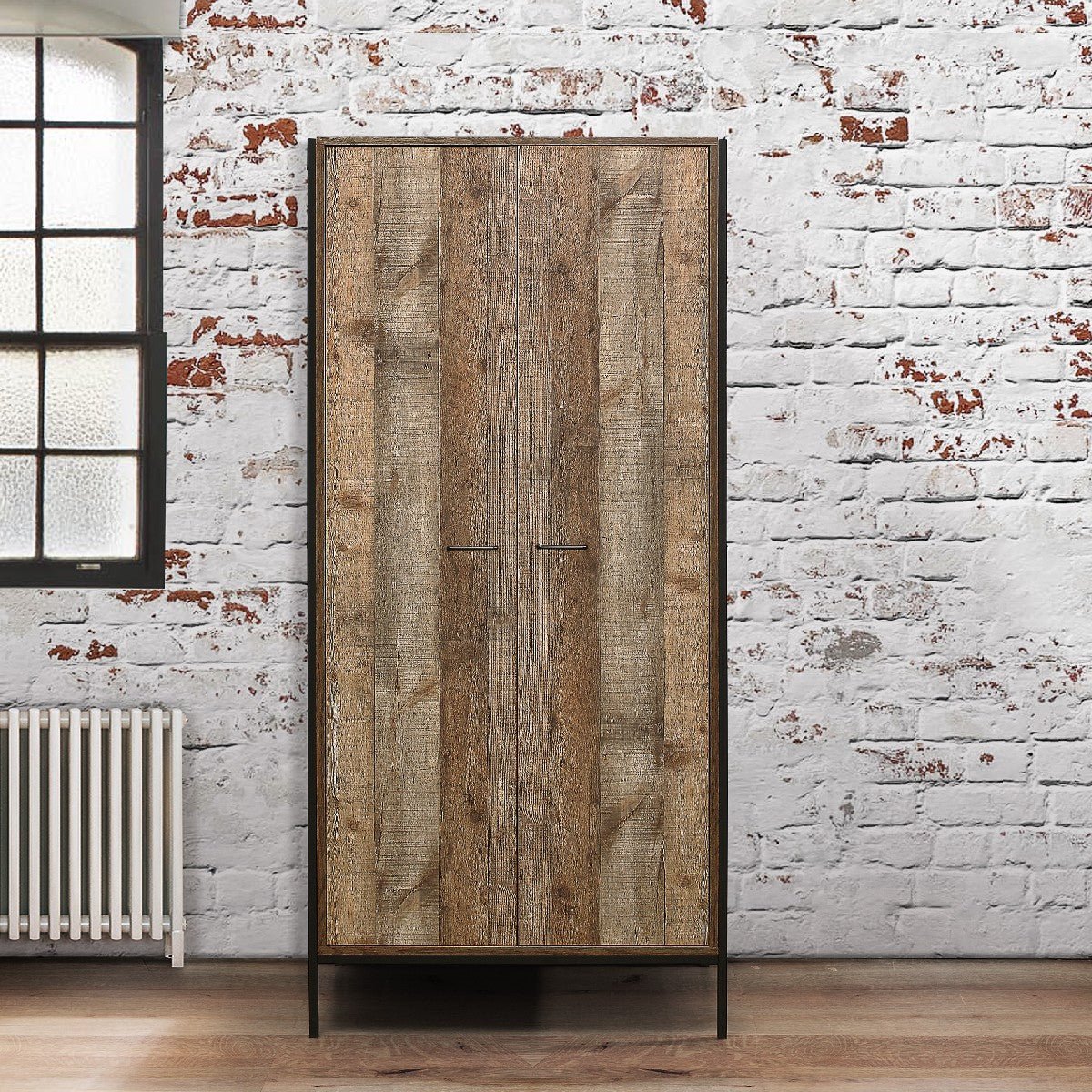 Urban Rustic Industrial 2 Door Wardrobe - Birlea