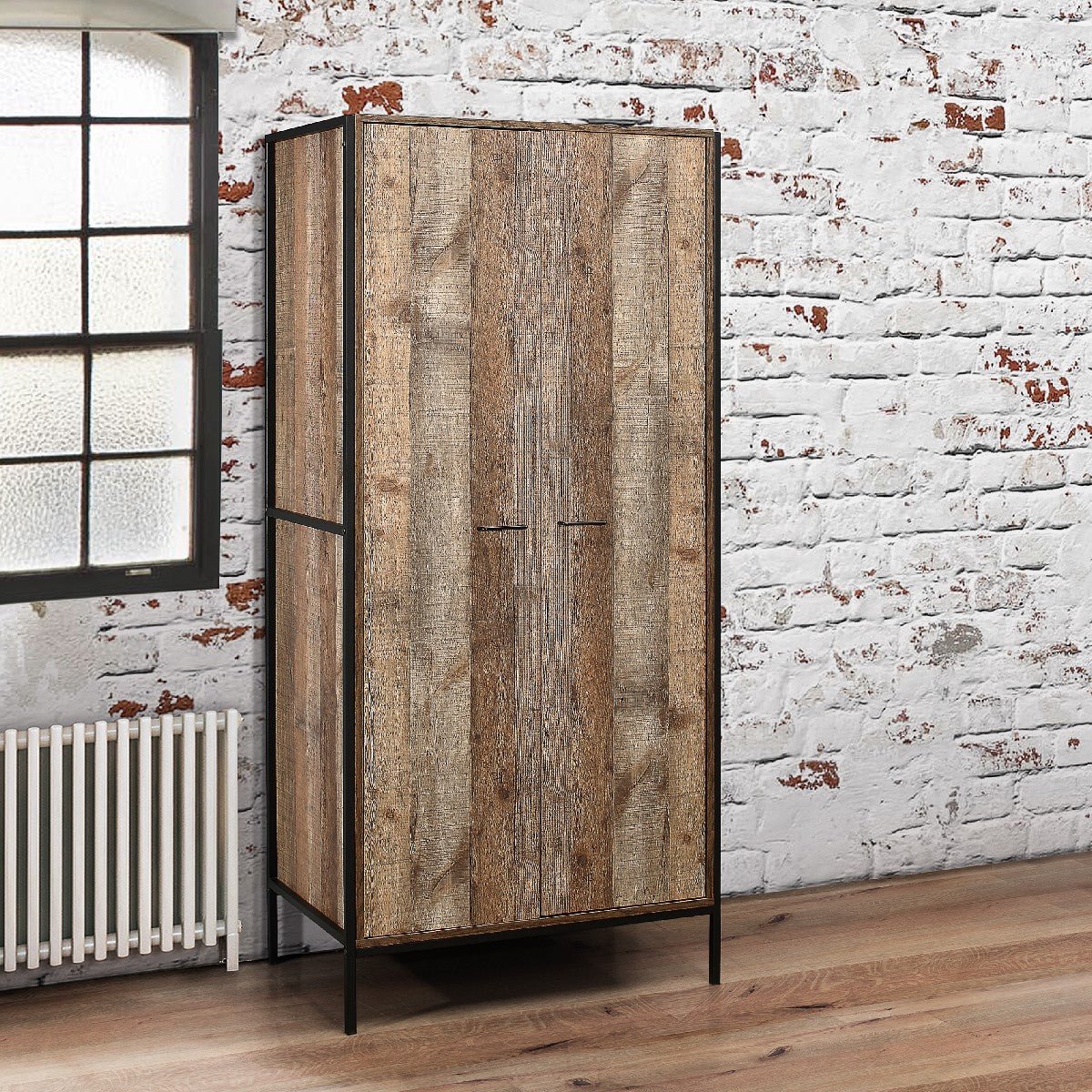 Urban Rustic Industrial 2 Door Wardrobe - Birlea