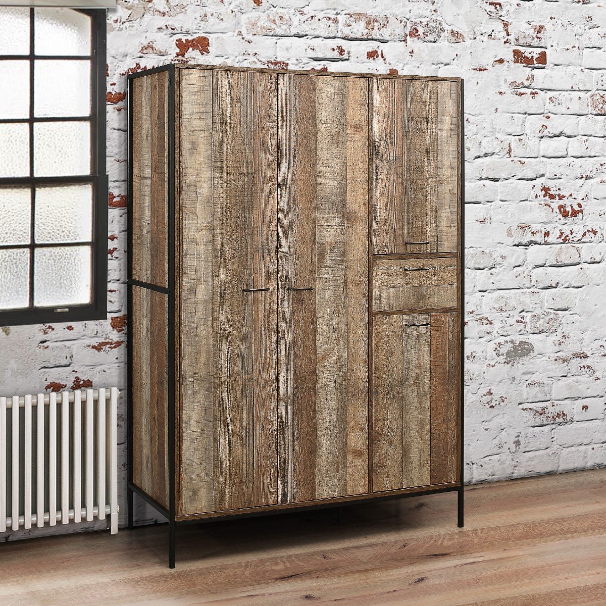 Urban Rustic Industrial 4 Door Wardrobe - Birlea