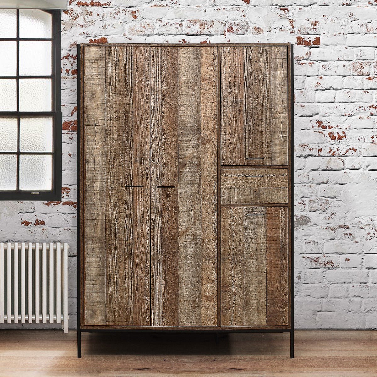 Urban Rustic Industrial 4 Door Wardrobe - Birlea