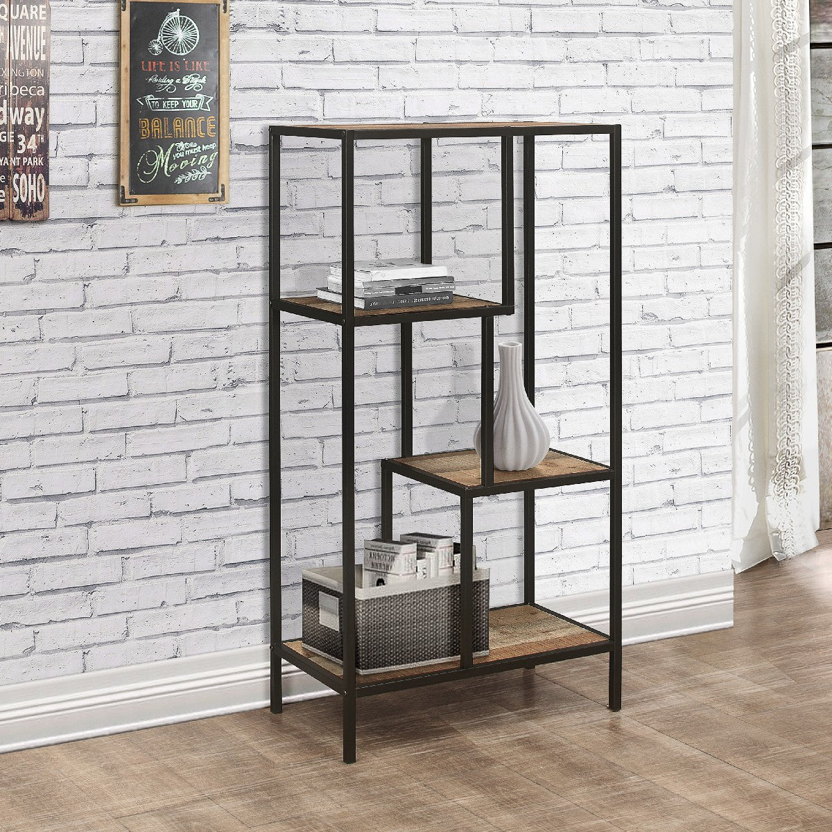 Urban Rustic Industrial Medium Shelving Unit - Birlea