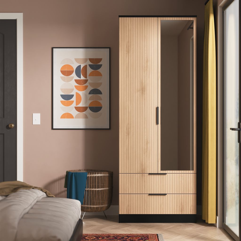 Java Tall Mirrored 2 Drawer 2 Door Double Wardrobe