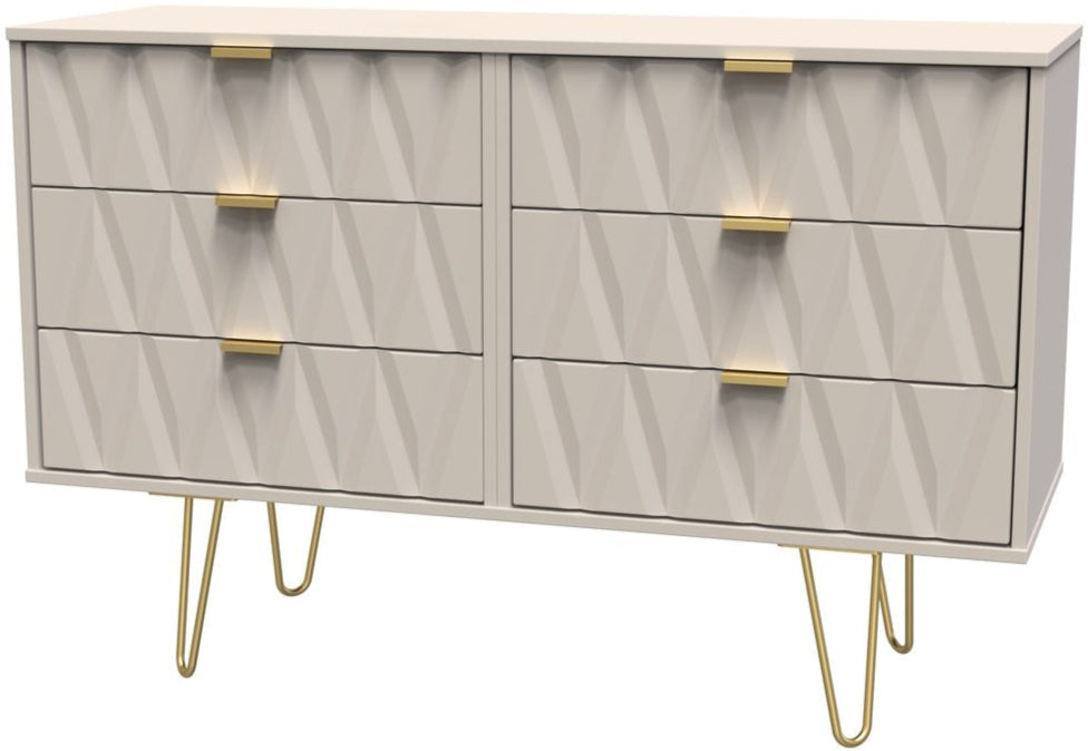 Diamond 6 Drawer Midi Chest with Gold Hairpin Legs