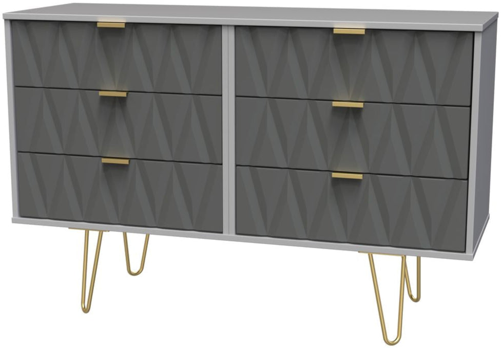 Diamond 6 Drawer Midi Chest with Gold Hairpin Legs