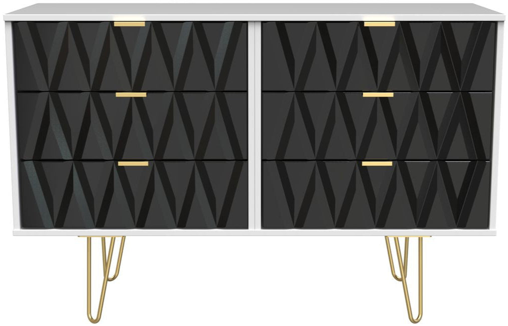 Diamond 6 Drawer Midi Chest with Gold Hairpin Legs