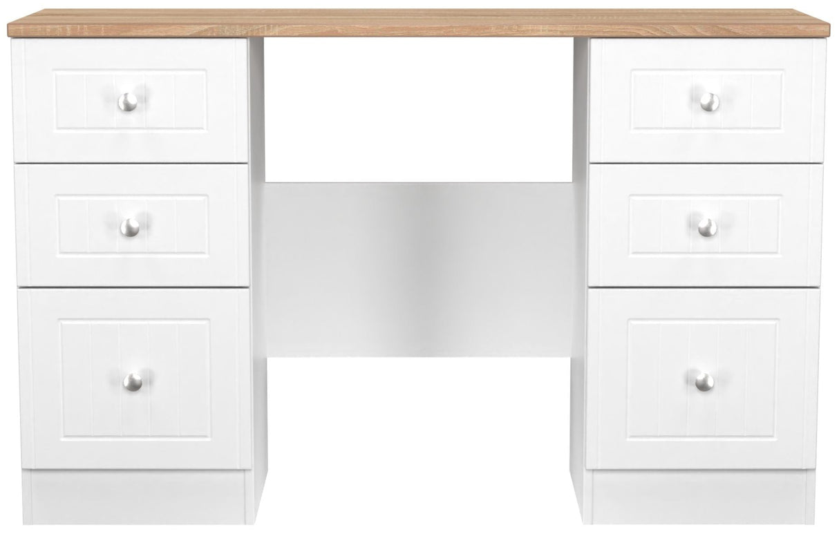 Vienna 6 Drawer Double Pedestal Dressing Table with Oak Top
