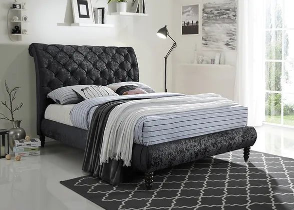 Venice Crushed Velvet Chesterfield Bed Frame - Time Living