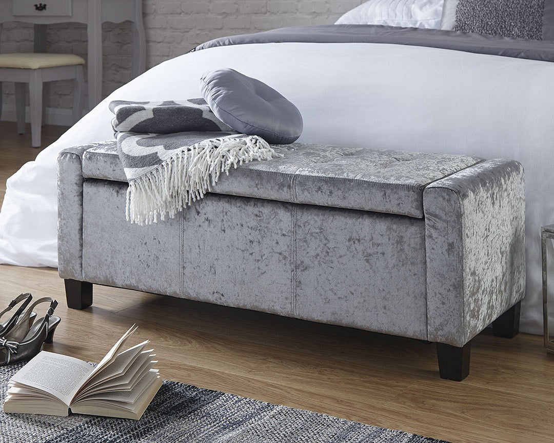 Verona Crushed Velvet Ottoman Bench - GFW