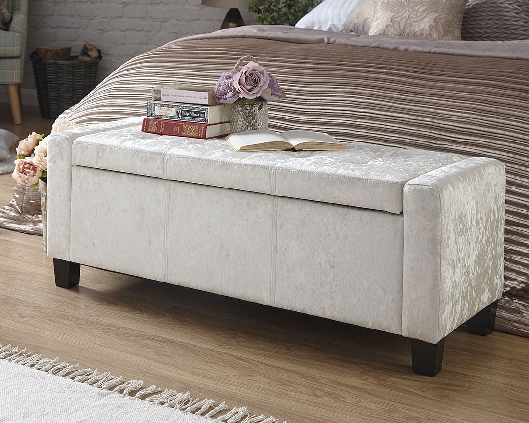 Verona Crushed Velvet Ottoman Bench - GFW