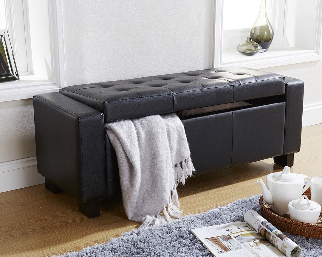 Verona Faux Leather Ottoman Bench - GFW