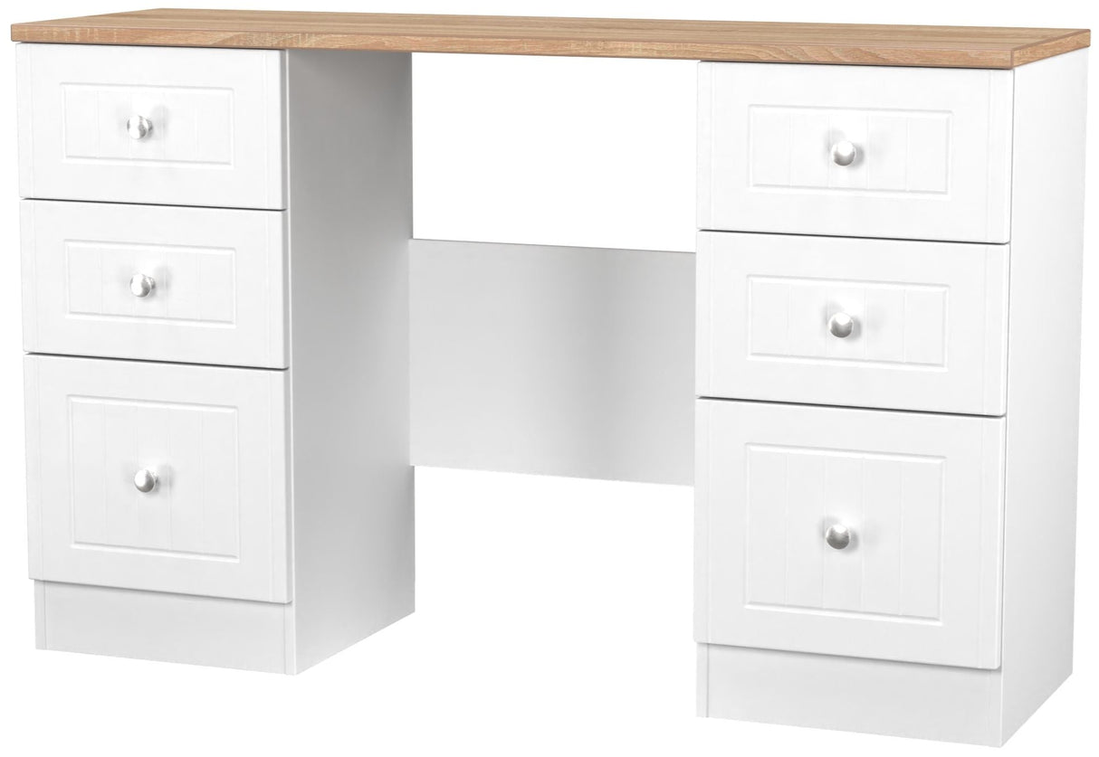 Vienna 6 Drawer Double Pedestal Dressing Table with Oak Top