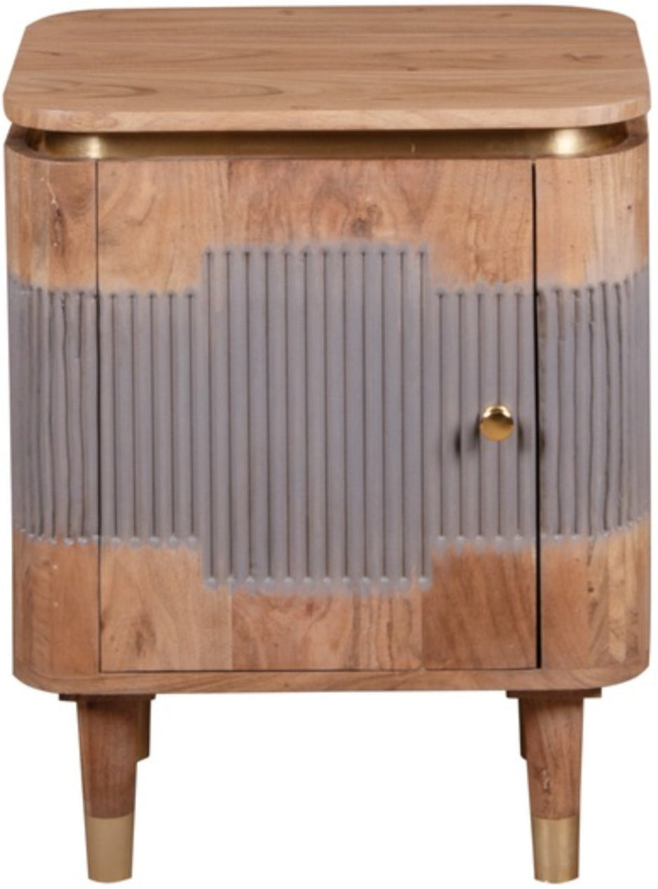 Wilton Acacia Wood 1 Door Bedside Table - Indian Hub