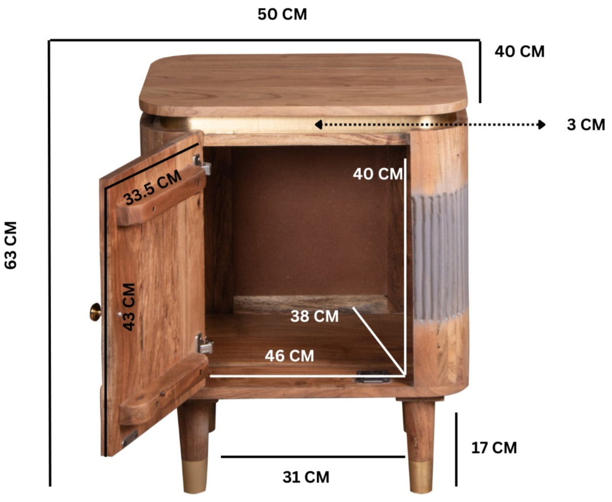 Wilton Acacia Wood 1 Door Bedside Table - Indian Hub