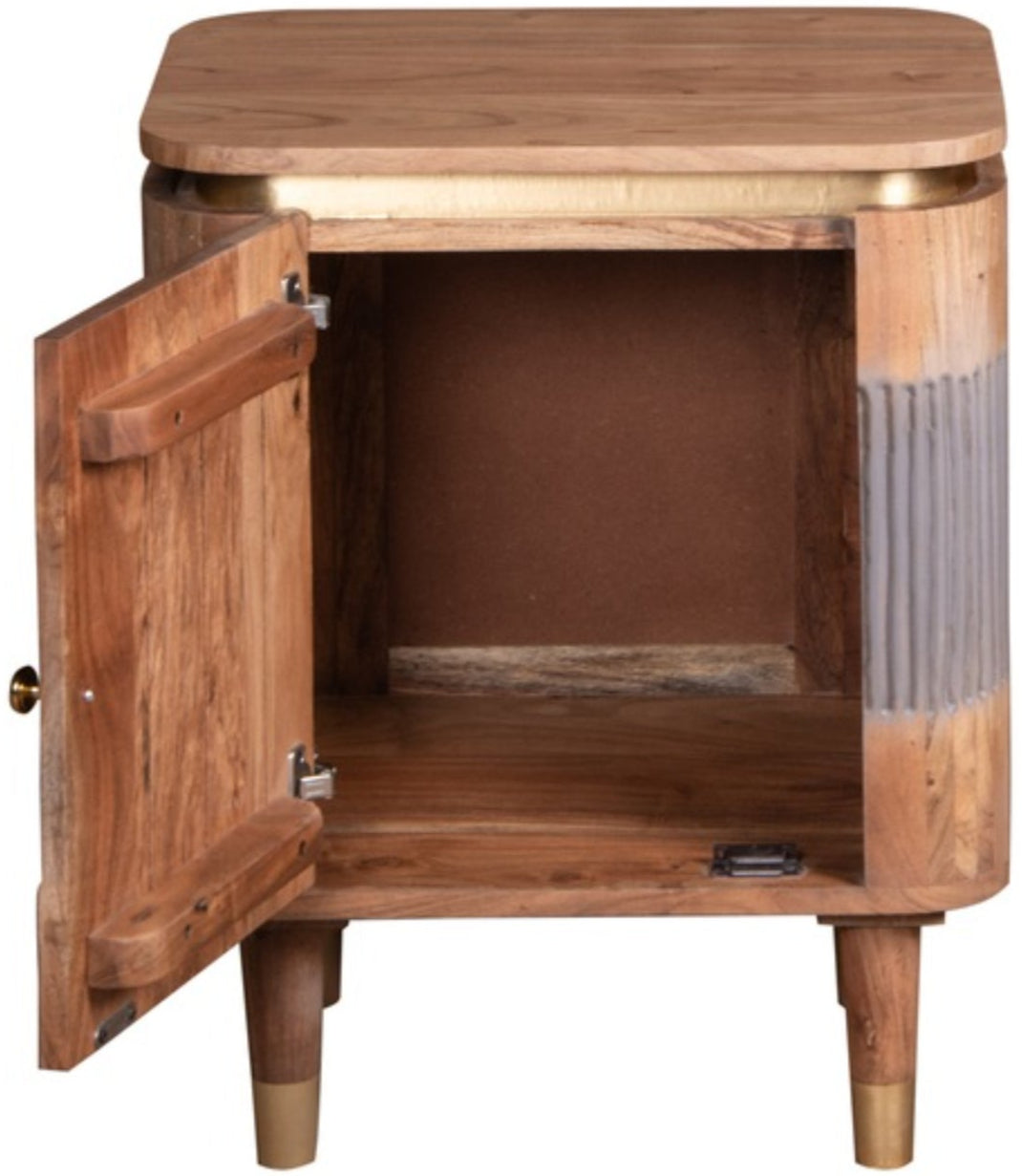 Wilton Acacia Wood 1 Door Bedside Table - Indian Hub