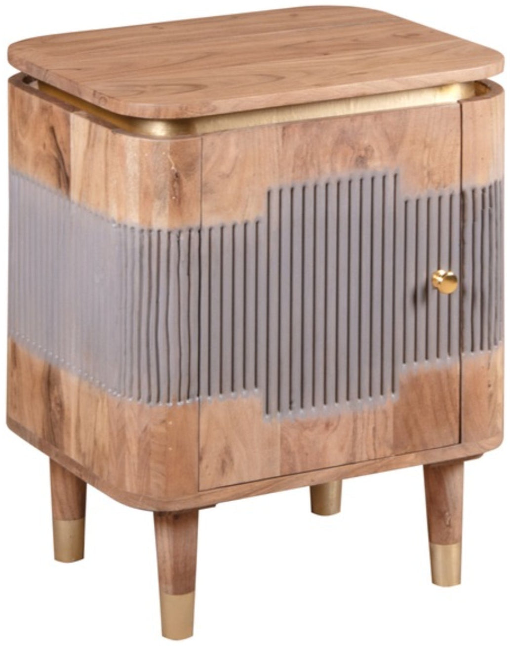 Wilton Acacia Wood 1 Door Bedside Table - Indian Hub
