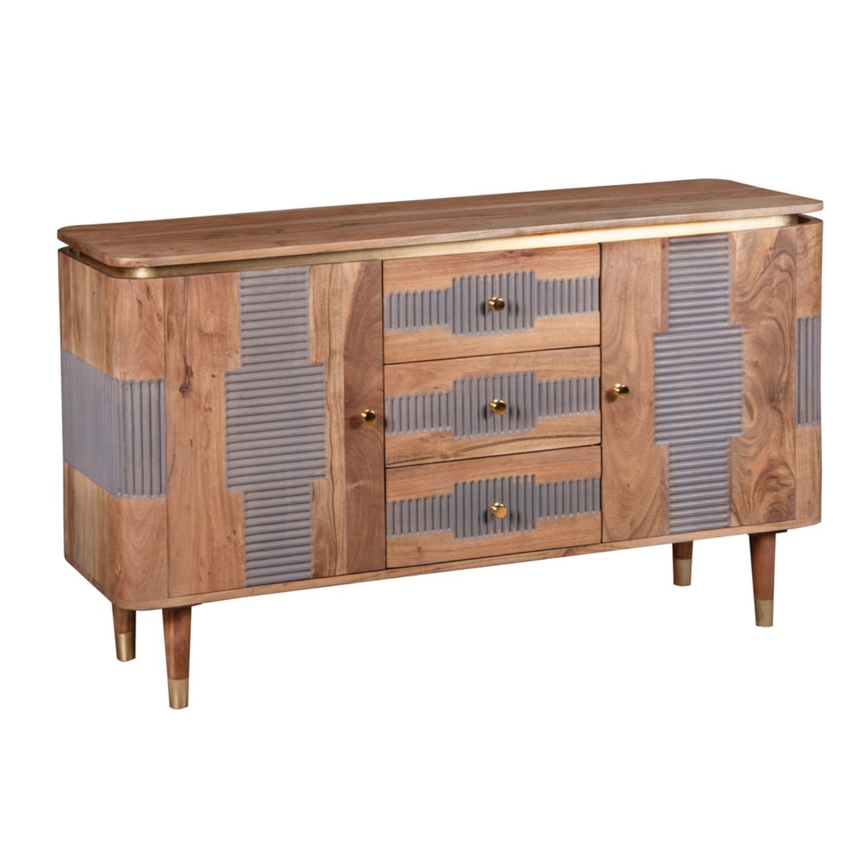 Wilton Acacia Wood 2 Door 3 Drawer Sideboard - Indian Hub