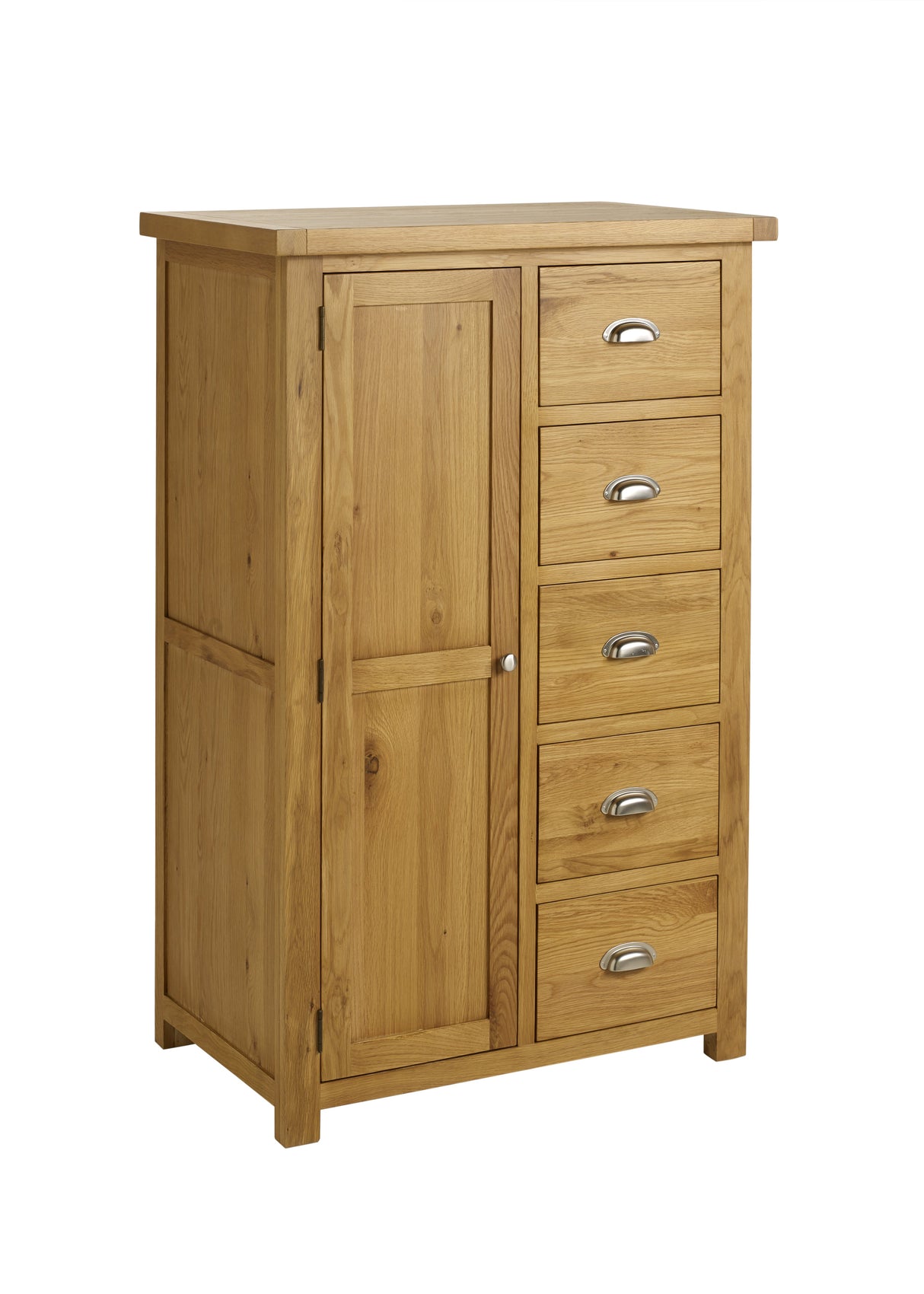 Woburn Solid Oak 1 Door 5 Drawer Wardrobe - Birlea
