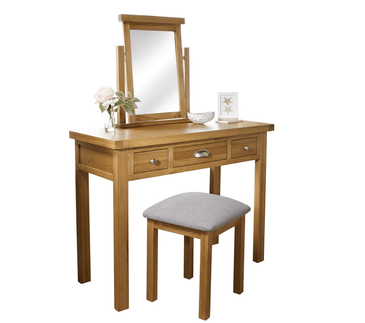 Woburn Solid Oak 3 Drawer Dressing Table - Birlea