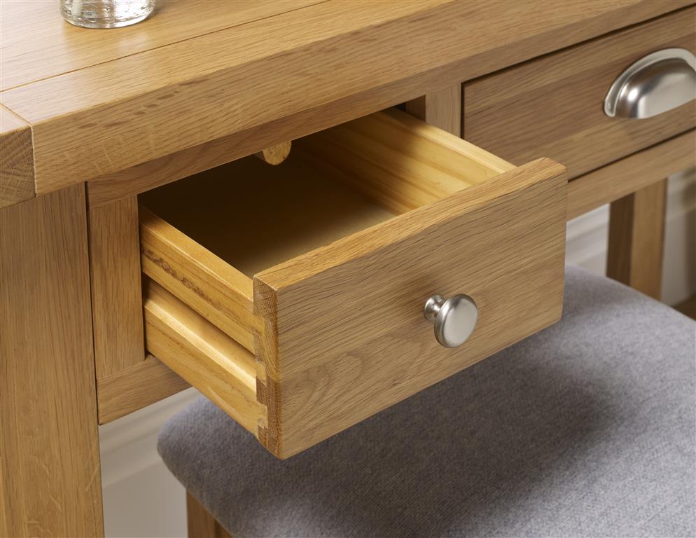 Woburn Solid Oak 3 Drawer Dressing Table - Birlea