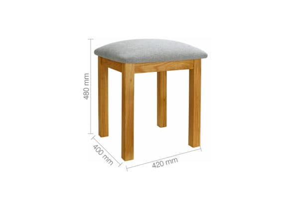 Woburn Solid Oak Dressing Table Stool - Birlea