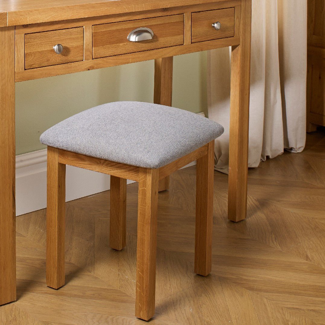 Woburn Solid Oak Dressing Table Stool - Birlea