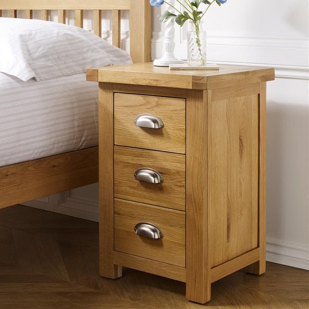 Woburn Solid Oak Large 3 Drawer Bedside - Birlea